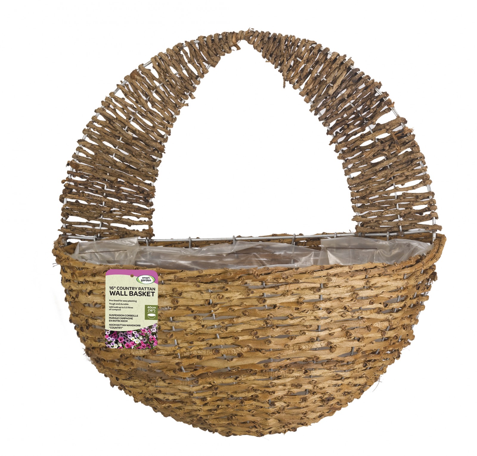 Country Rattan Hanging Basket Smith's Orchard Garden Centre